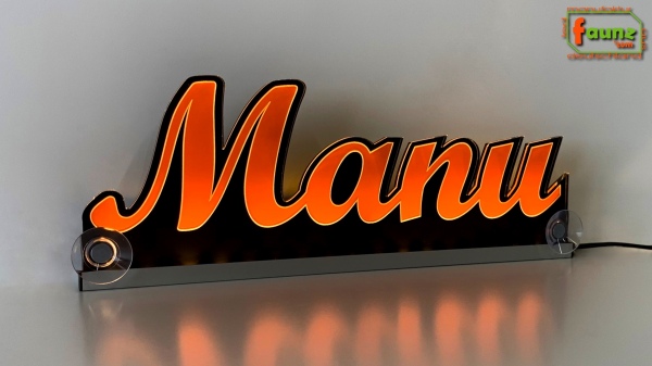 Ihr LED Wunschname "Manu" Namensschild Leuchtschild Truckerschild