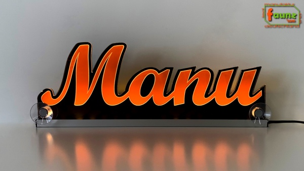 Ihr LED Wunschname "Manu" Namensschild Leuchtschild Truckerschild