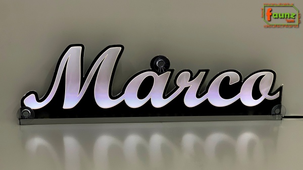Ihr LED Wunschname "Marco" Namensschild Leuchtschild Truckerschild