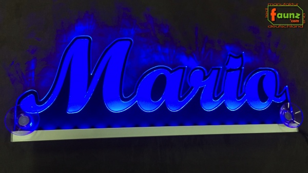 Ihr LED Wunschname "Mario" Namensschild Leuchtschild Truckerschild als Konturschnitt
