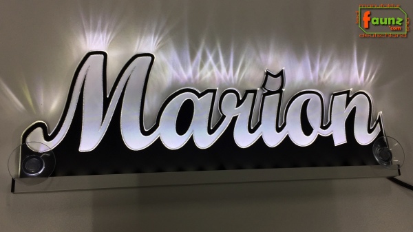 Ihr LED Wunschname "Marion" Namensschild Leuchtschild Truckerschild als Konturschnitt