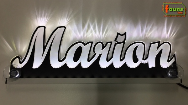 Ihr LED Wunschname "Marion" Namensschild Leuchtschild Truckerschild als Konturschnitt
