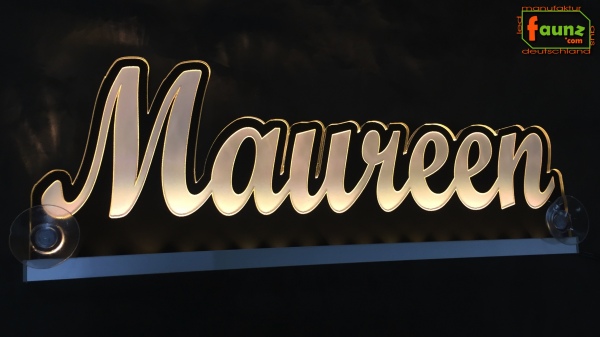 Ihr LED Wunschname "Maureen" Namensschild Leuchtschild Truckerschild als Konturschnitt