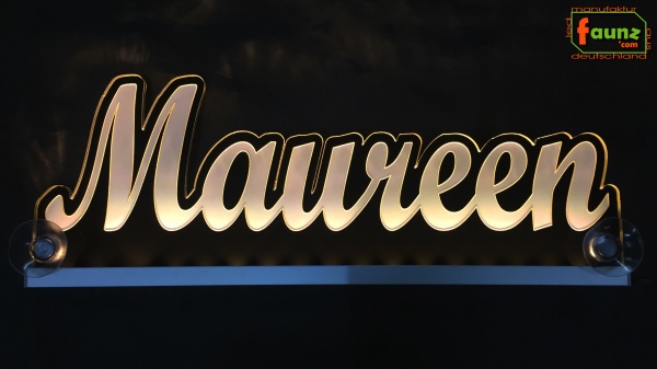 Ihr LED Wunschname "Maureen" Namensschild Leuchtschild Truckerschild als Konturschnitt