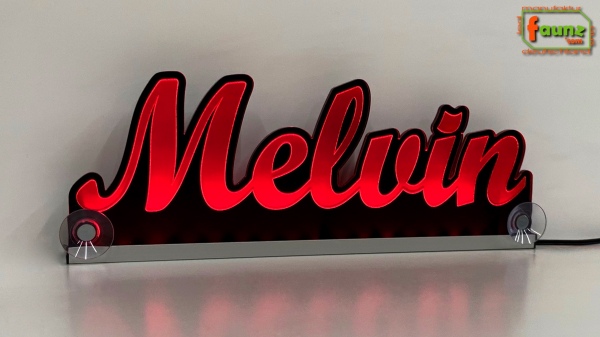 Ihr LED Wunschname "Melvin" Namensschild Leuchtschild Truckerschild als Konturschnitt