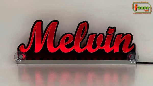 Ihr LED Wunschname "Melvin" Namensschild Leuchtschild Truckerschild als Konturschnitt