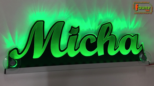 Ihr LED Wunschname "Micha" Namensschild Leuchtschild Truckerschild