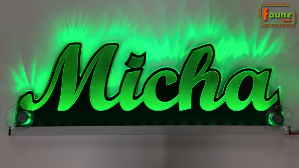 Ihr LED Wunschname "Micha" Namensschild Leuchtschild Truckerschild