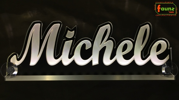 Ihr LED Wunschname "Michele" Namensschild Leuchtschild Truckerschild als Konturschnitt