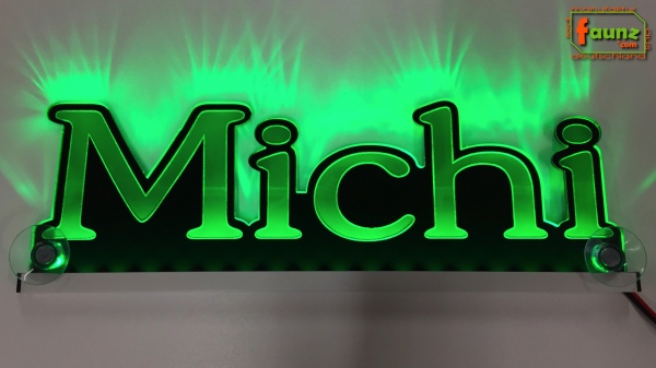 Ihr LED Wunschname "Michi" Namensschild Leuchtschild Truckerschild als Konturschnitt