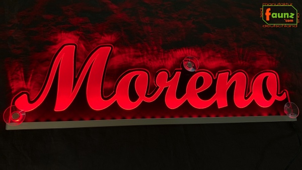 Ihr LED Wunschname "Moreno" Namensschild Leuchtschild Truckerschild als Konturschnitt