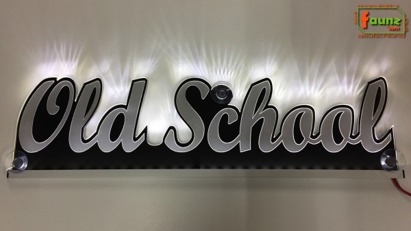 Ihr LED Wunschname "Old School" Namensschild Leuchtschild Truckerschild als Konturschnitt