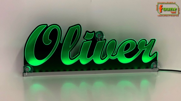 Ihr LED Wunschname "Oliver" Namensschild Leuchtschild Truckerschild als Konturschnitt