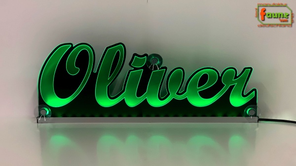 Ihr LED Wunschname "Oliver" Namensschild Leuchtschild Truckerschild als Konturschnitt