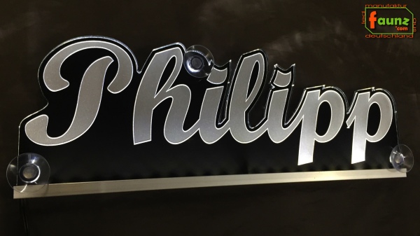 Ihr LED Wunschname "Philipp" Namensschild Leuchtschild Truckerschild als Konturschnitt