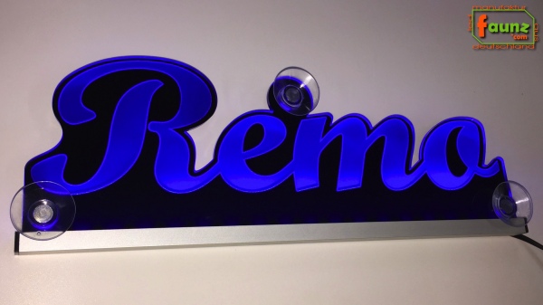 Ihr LED Wunschname "Remo" Namensschild Leuchtschild Truckerschild als Konturschnitt