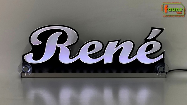 Ihr LED Wunschname "René" Namensschild Leuchtschild Truckerschild