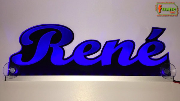 Ihr LED Wunschname "René" Namensschild Leuchtschild Truckerschild