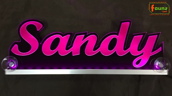 Ihr LED Wunschname "Sandy" Namensschild Leuchtschild Truckerschild