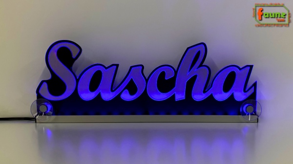 Ihr LED Wunschname "Sascha" Namensschild Leuchtschild Truckerschild