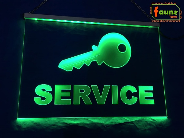 LED Werbeschild Firmenschild Gravur Schlüssel Service, Schlüsseldienst, Ladenschild, LED Leuchtreklame
