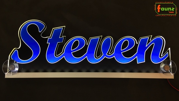 Ihr LED Wunschname "Steven" Namensschild Leuchtschild Truckerschild als Konturschnitt