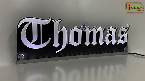 Ihr LED Wunschname "Thomas" Altdeutsch Frakturschrift Namensschild Leuchtschild Truckerschild Konturschnitt
