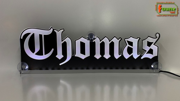 Ihr LED Wunschname "Thomas" Altdeutsch Frakturschrift Namensschild Leuchtschild Truckerschild Konturschnitt