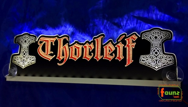 Ihr LED Wunschname " Thorleif " Altdeutsche Frakturschrift, LED Namensschild mit Konturschnitt