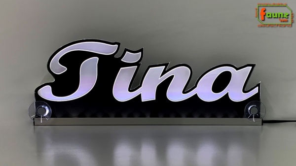 Ihr LED Wunschname "Tina" Namensschild Leuchtschild Truckerschild als Konturschnitt