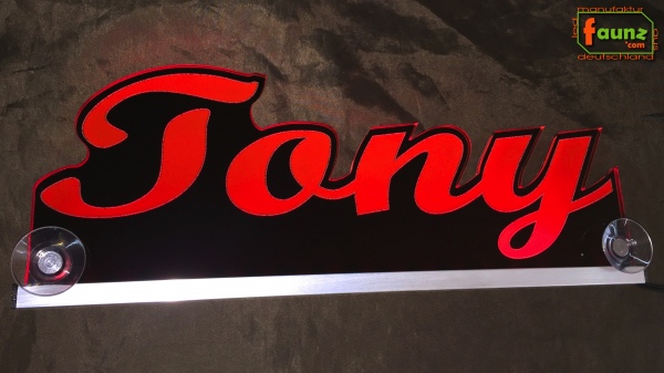 Ihr LED Wunschname "Tony" Namensschild Leuchtschild Truckerschild als Konturschnitt