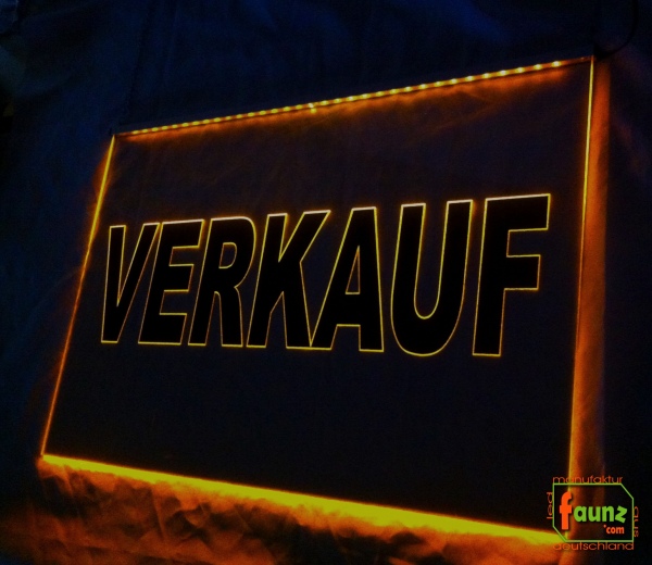 LED Hinweisschild Gravur " VERKAUF " Info-Schild Signalschild Werbeschild Leuchtschild