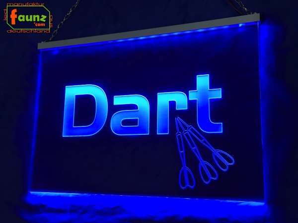 LED Werbeschild Angebotsschild Gravur "Dart" Ladenschild Lichtwerbung Leuchtreklame Leuchtschild