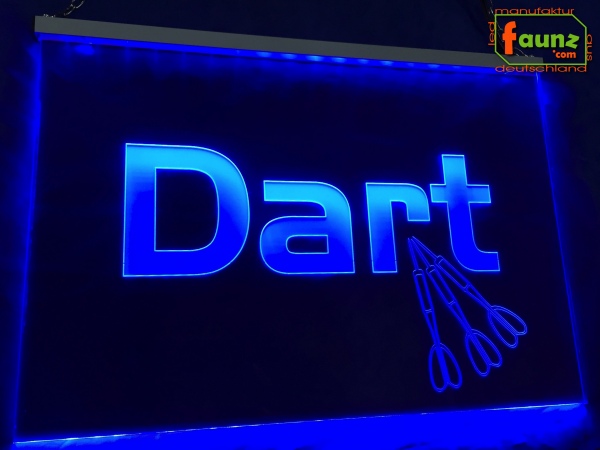 LED Werbeschild Angebotsschild Gravur "Dart" Ladenschild Lichtwerbung Leuchtreklame Leuchtschild