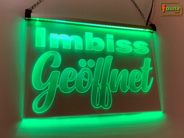 LED Hinweisschild "Imbiss Geöffnet" | Acrylglas Leuchtschild