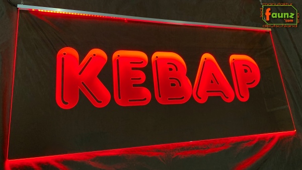 LED Werbeschild Angebotsschild Gravur "KEBAP" Döner Pizza Imbiss Straßenverkauf Ladenschild Lichtwerbung Leuchtreklame Leuchtschild