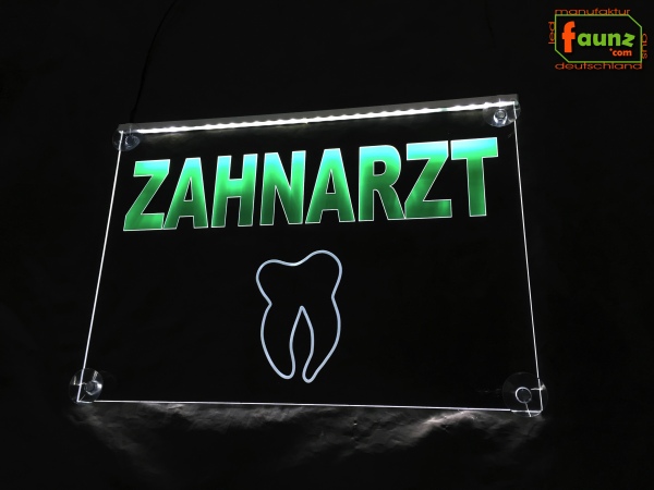 LED Werbeschild Firmenschild Gravur "ZAHNARZT" Arztschild Kanzleischild Ladenschild Praxisschild Leuchtreklame Leuchtschild