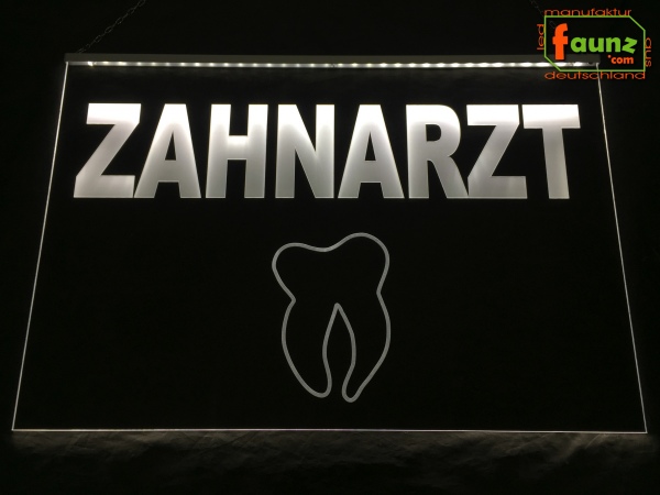 LED Werbeschild Firmenschild Gravur "ZAHNARZT" Arztschild Kanzleischild Ladenschild Praxisschild Leuchtreklame Leuchtschild