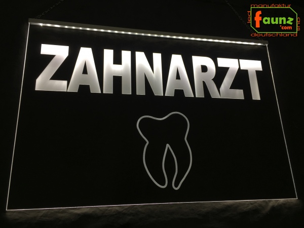 LED Werbeschild Firmenschild Gravur "ZAHNARZT" Arztschild Kanzleischild Ladenschild Praxisschild Leuchtreklame Leuchtschild