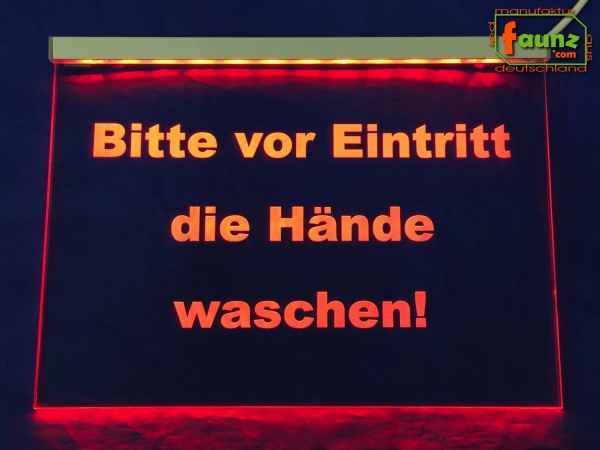 Bitte vor Eintritt die Hände waschen! Coronaviren