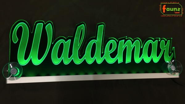 Ihr LED Wunschname "Waldemar" Namensschild Leuchtschild Truckerschild