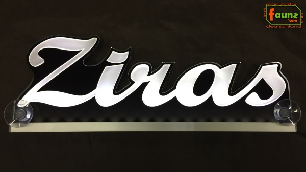 Ihr LED Wunschname "Ziras" Namensschild Leuchtschild Truckerschild als Konturschnitt