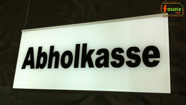 LED Hinweisschild schmal Gravur “Abholkasse" Info-Schild Signalschild Werbeschild Leuchtschild