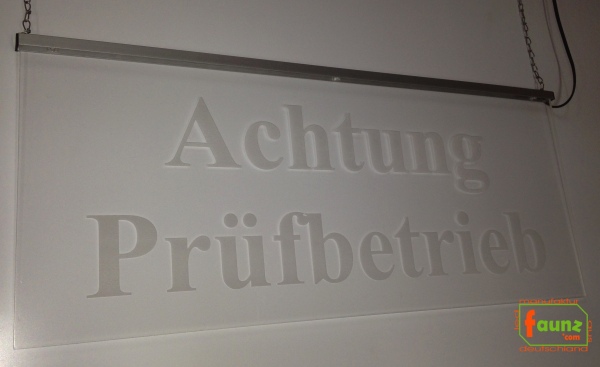 LED Warnschild Gravur “Achtung Prüfbetrieb" Info-Schild Signalschild Industrieschild Leuchtschild