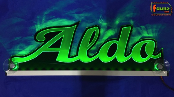 Ihr LED Wunschname "Aldo" Namensschild Leuchtschild Truckerschild
