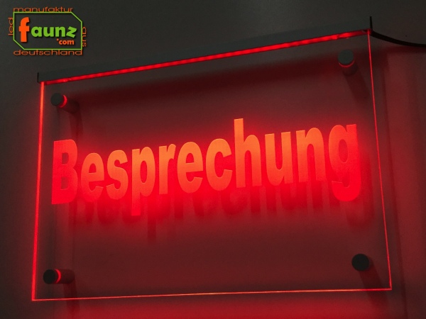 LED Hinweisschild Gravur “Besprechung" Info-Schild Signalschild Werbeschild Leuchtschild