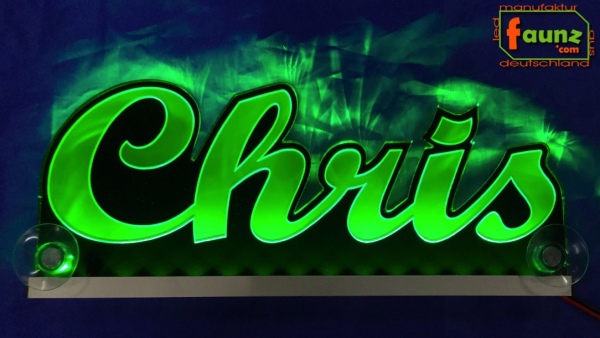 Ihr LED Wunschname "Chris" Namensschild Leuchtschild Truckerschild