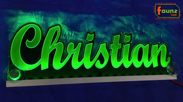 Ihr LED Wunschname "Christian" Namensschild Leuchtschild Truckerschild