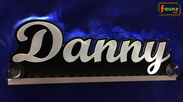Ihr LED Wunschname "Danny" Namensschild Leuchtschild Truckerschild