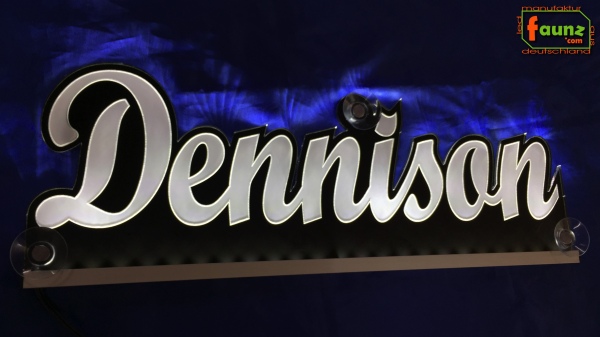 Ihr LED Wunschname "Dennison" Namensschild Leuchtschild Truckerschild